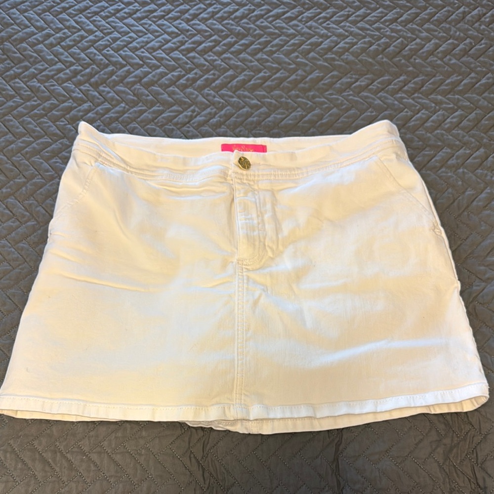 Lilly Pulitzer White Denim Mini Skirt Sz 12